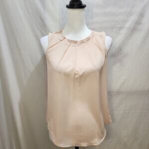 New York and Company Pleated High Collar Sleeveless Pink Blouse, Size X-Small